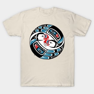 PNW tribal Courting Puffins T-Shirt